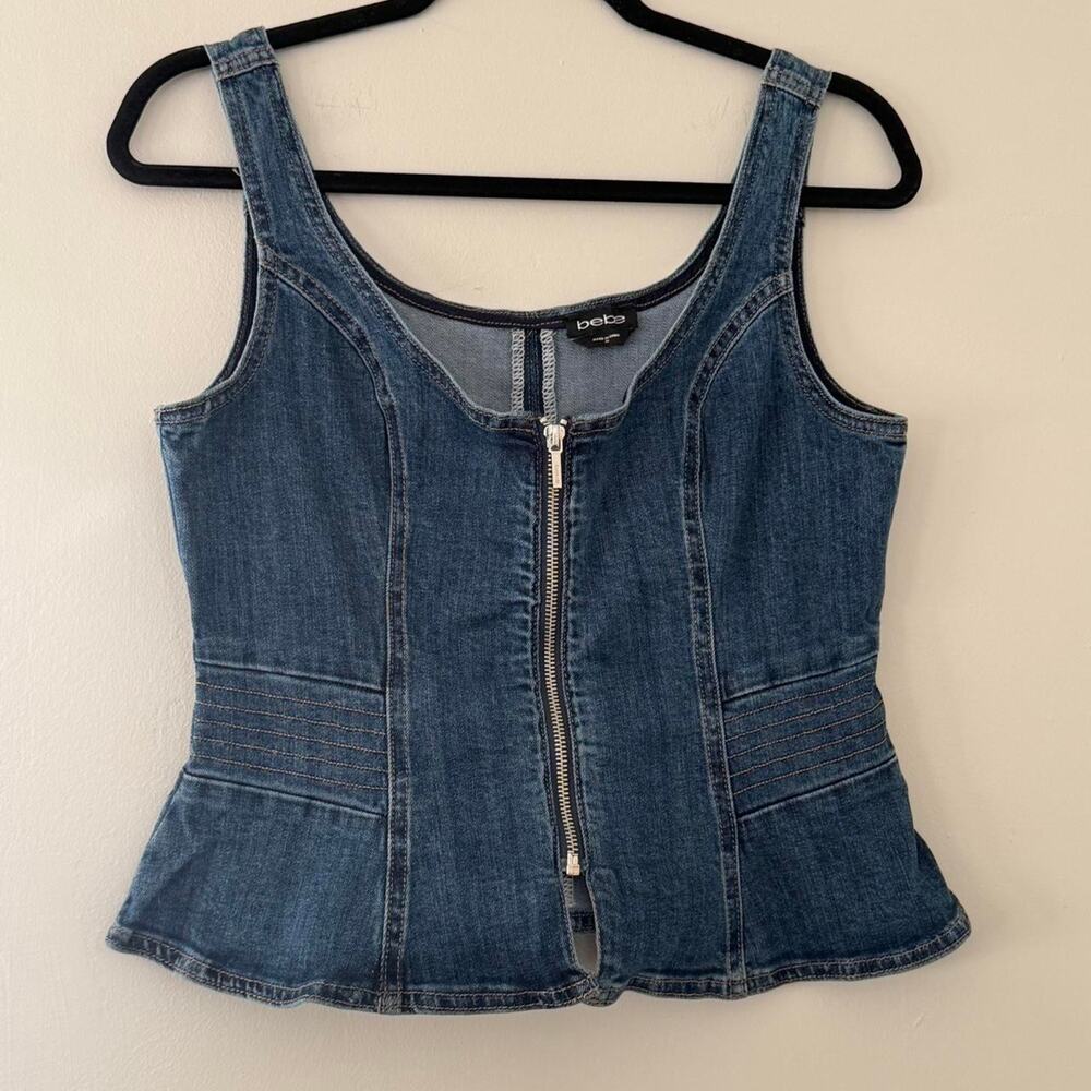 Y2k denim zip up vest stretchy